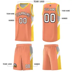 Orange Gold Side Design Basketball Uniform Jersey 5