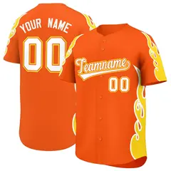 Orange Gold Side Flame Outline Basketball Jersey 1