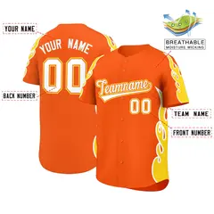 Orange Gold Side Flame Outline Basketball Jersey 2