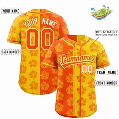 Orange Gold Split Flower Graffiti Authentic Baseball Jersey 2