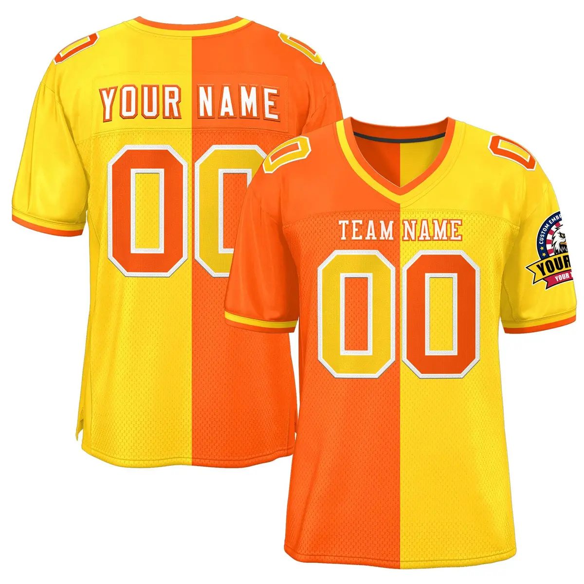 Orange Gold Split Two Tone Authentic Football Jersey