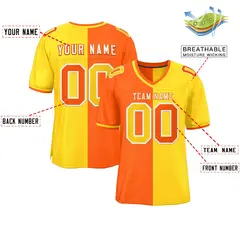 Orange Gold Split Two Tone Authentic Football Jersey 2