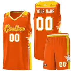 Orange Gold Star Graffiti Basketball Jersey Sports Uniform 1