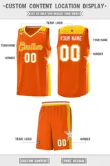 Orange Gold Star Graffiti Basketball Jersey Sports Uniform 2