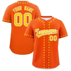 Orange Gold Star Ribbing Authentic Baseball Jersey 1