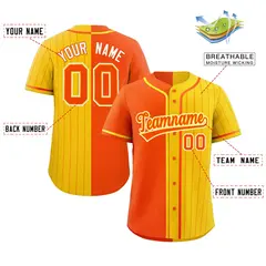 Orange Gold Stripe-Solid Combo Baseball Jersey 2