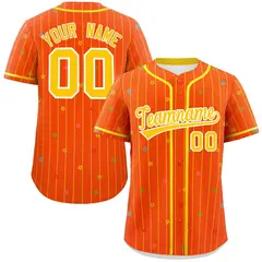 Orange Gold Stripe Star Pattern Authentic Baseball Jersey 1