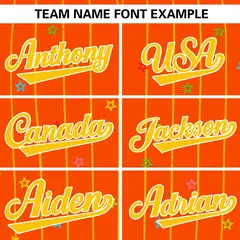 Orange Gold Stripe Star Pattern Authentic Baseball Jersey 3