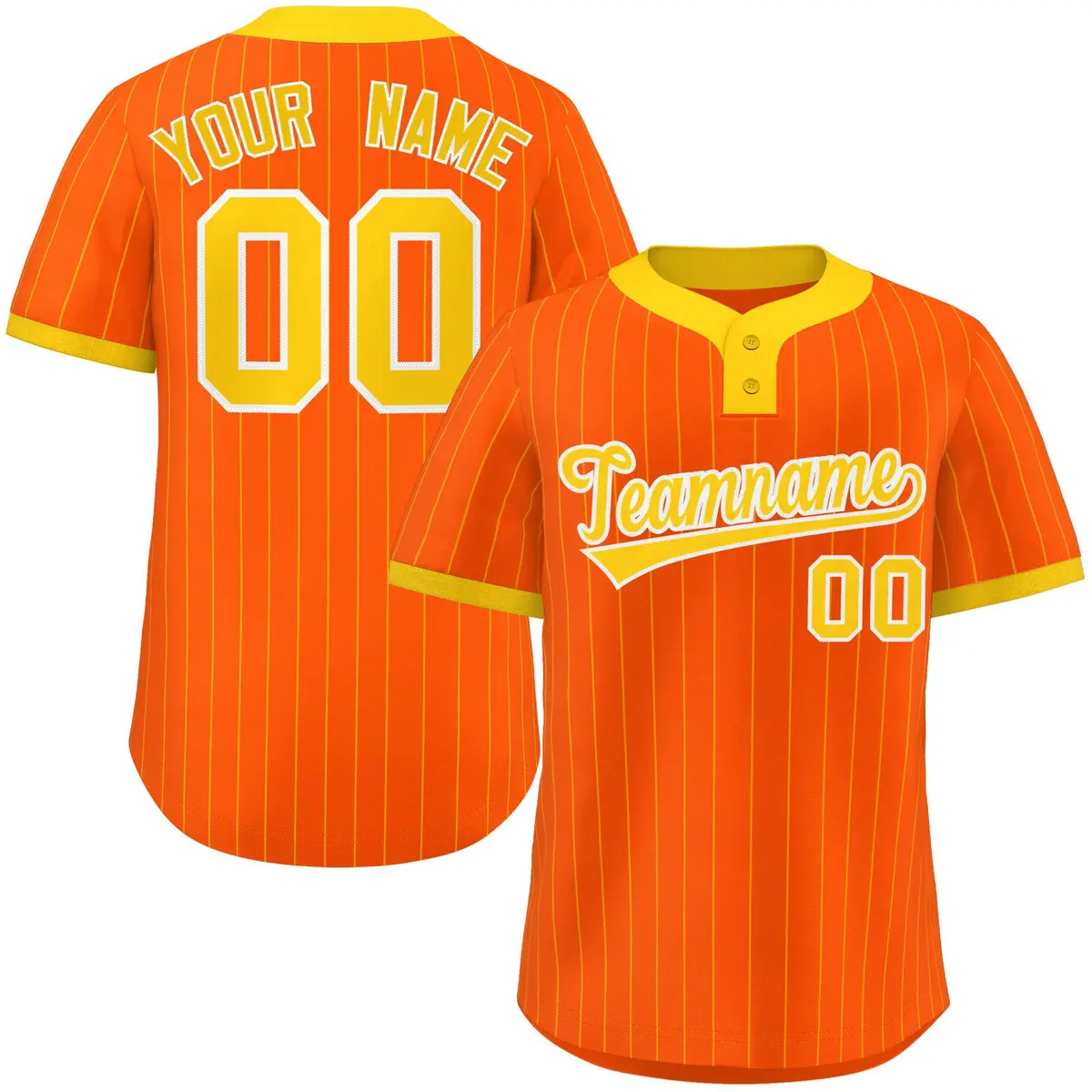 Orange Gold Striped Fashion Two-Button Softball Jersey