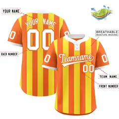 Orange Gold Striped Fashion Two-Button Softball Jersey 2