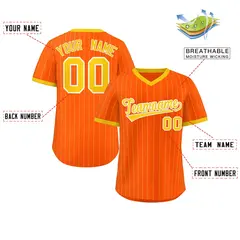 Orange Gold Striped Pullover Baseball Jersey 2