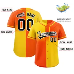 Orange Gold Symmetrical Gradient Authentic Baseball Jersey 2