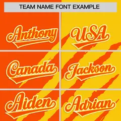 Orange Gold Tiger Claw Scratch Split Baseball Jersey 3