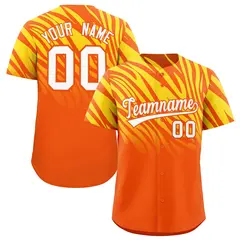 Orange Gold Tiger Stripe Gradient Animal Print Baseball Jersey 1