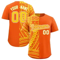 Orange Gold Tribal Split Baseball Jersey 1