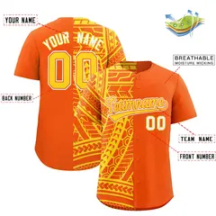 Orange Gold Tribal Split Baseball Jersey 2