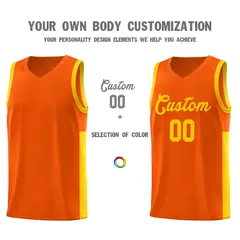 Orange Gold Two-Tone Classic Basketball Jersey 3