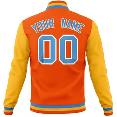 Orange Gold Varsity Raglan Sleeves Letterman Baseball Jacket 6