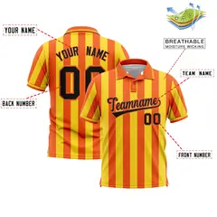Orange Gold Vertical Stripes Performance Polo Shirt 2