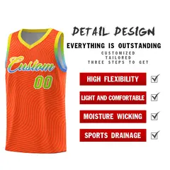 Orange Gold Wave Pattern Sports Uniform Basketball Jersey 2