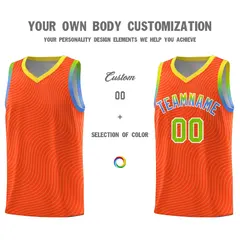 Orange Gold Wave Pattern Sports Uniform Basketball Jersey 3