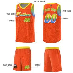 Orange Gold Wave Pattern Sports Uniform Basketball Jersey 5