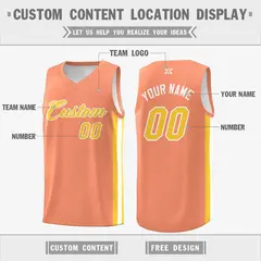Orange Gold-White Classic Tops Mesh Sport Basketball Jersey 2