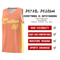 Orange Gold-White Classic Tops Mesh Sport Basketball Jersey 4