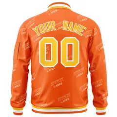 Orange Gold-White Letter Full-Zip Varsity Bomber Jacket 4
