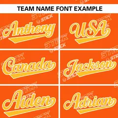 Orange Gold-White Letter Full-Zip Varsity Bomber Jacket 5
