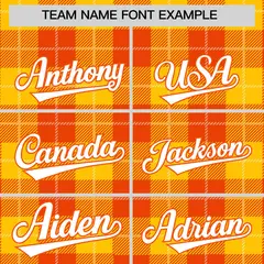 Orange Gold-White Plaid Varsity Letterman Baseball Jacket 3