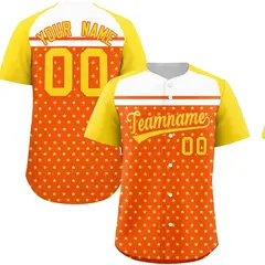 Orange Gold White Raglan Star Print Baseball Jersey 1
