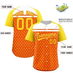 Orange Gold White Raglan Star Print Baseball Jersey 2