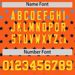 Orange Gold White Raglan Star Print Baseball Jersey 4