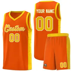 Orange Gold-White Side Splash Basketball Uniform Jersey