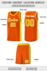 Orange Gold-White Side Splash Basketball Uniform Jersey 2