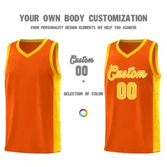 Orange Gold-White Side Splash Basketball Uniform Jersey 3