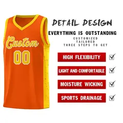 Orange Gold-White Side Splash Basketball Uniform Jersey 5
