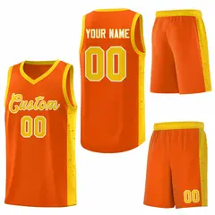 Orange Gold-White Side Splash Basketball Uniform Jersey 6