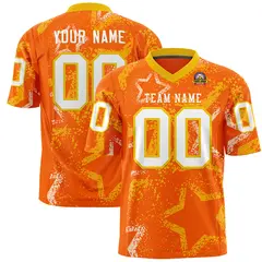 Orange Gold-White Star Graffiti Authentic Football Jersey 1