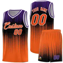 Orange Gradient Dots Pattern Team Basketball Jersey