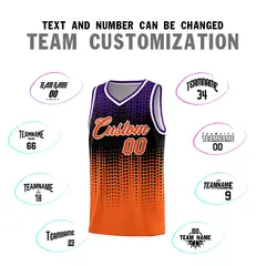 Orange Gradient Dots Pattern Team Basketball Jersey 4