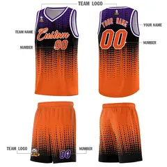 Orange Gradient Dots Pattern Team Basketball Jersey 5