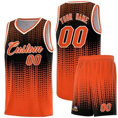 Orange Gradient Dots Pattern Team Basketball Jersey