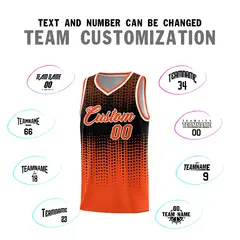 Orange Gradient Dots Pattern Team Basketball Jersey 4