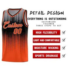 Orange Gradient Dots Pattern Team Basketball Jersey 2
