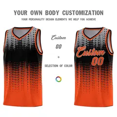 Orange Gradient Dots Pattern Team Basketball Jersey 3