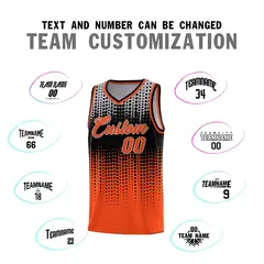 Orange Gradient Dots Pattern Team Basketball Jersey 4