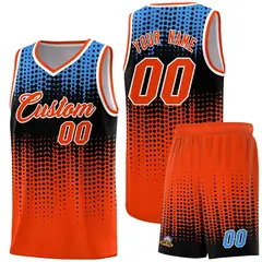 Orange Gradient Dots Pattern Team Basketball Jersey 1