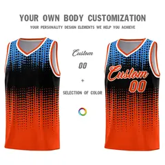 Orange Gradient Dots Pattern Team Basketball Jersey 3